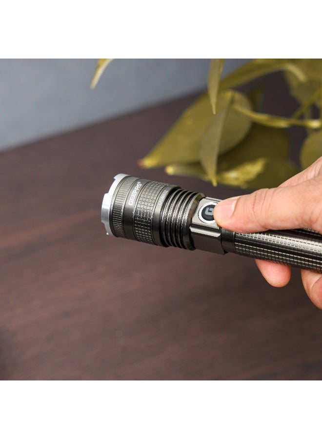 GEEPAS Zoomable LED Flashlight ,20W Laser High-Power LEDs, Perfect for Indoor and Outdoor Use, 10 Hours Continuous Working/ with Aluminum Alloy Housing, Type C Charging, Limited Lifetime Warranty - Image 3